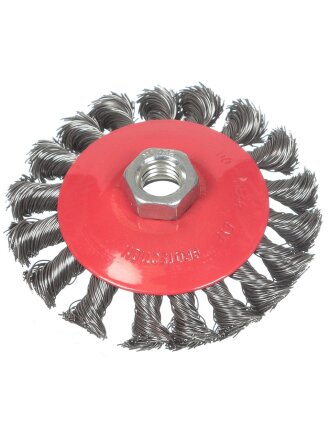 Щетка для УШМ Bartex, 100 мм, тарелка, крученая проволока, гайка М14, 882100