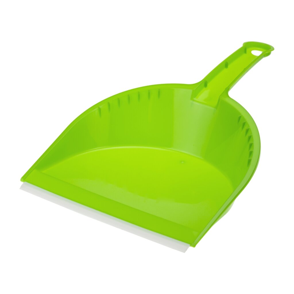 Совок пластик, с резиновой кромкой, пластиковая ручка, ярко-зеленый, Idea, Стандарт, М 5191