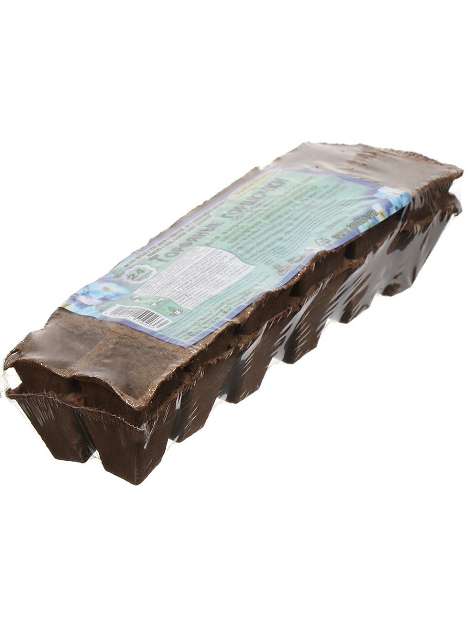 Горшок торфяной 50х50 мм, 24 шт, прямоугольный, Умный огород