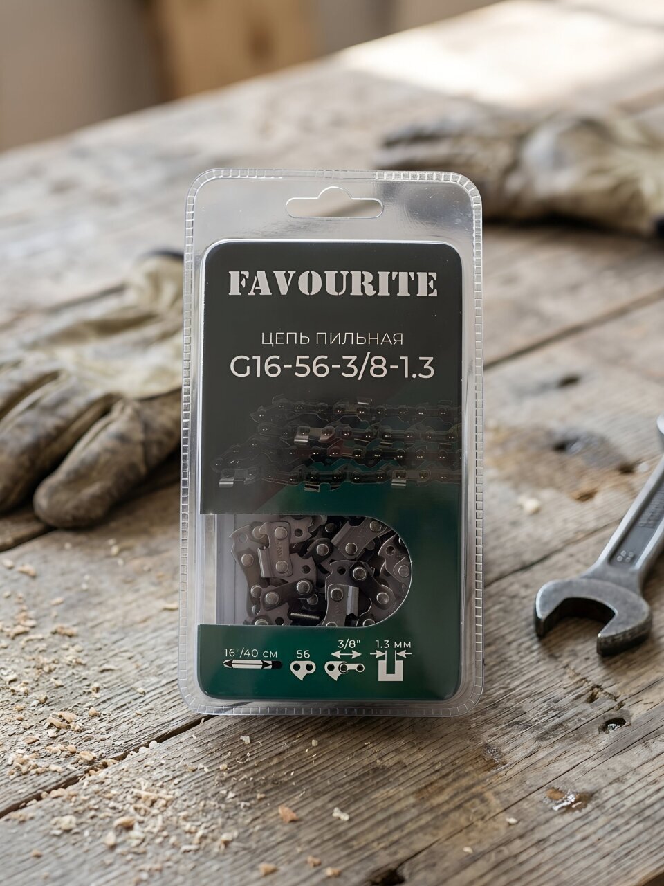 Цепь пильная Favourite, G16-56-3/8-1.3, шаг цепи 3/8 '', 1.3 мм, 56 звеньев, 40 см (16'') см, RS, 316563813