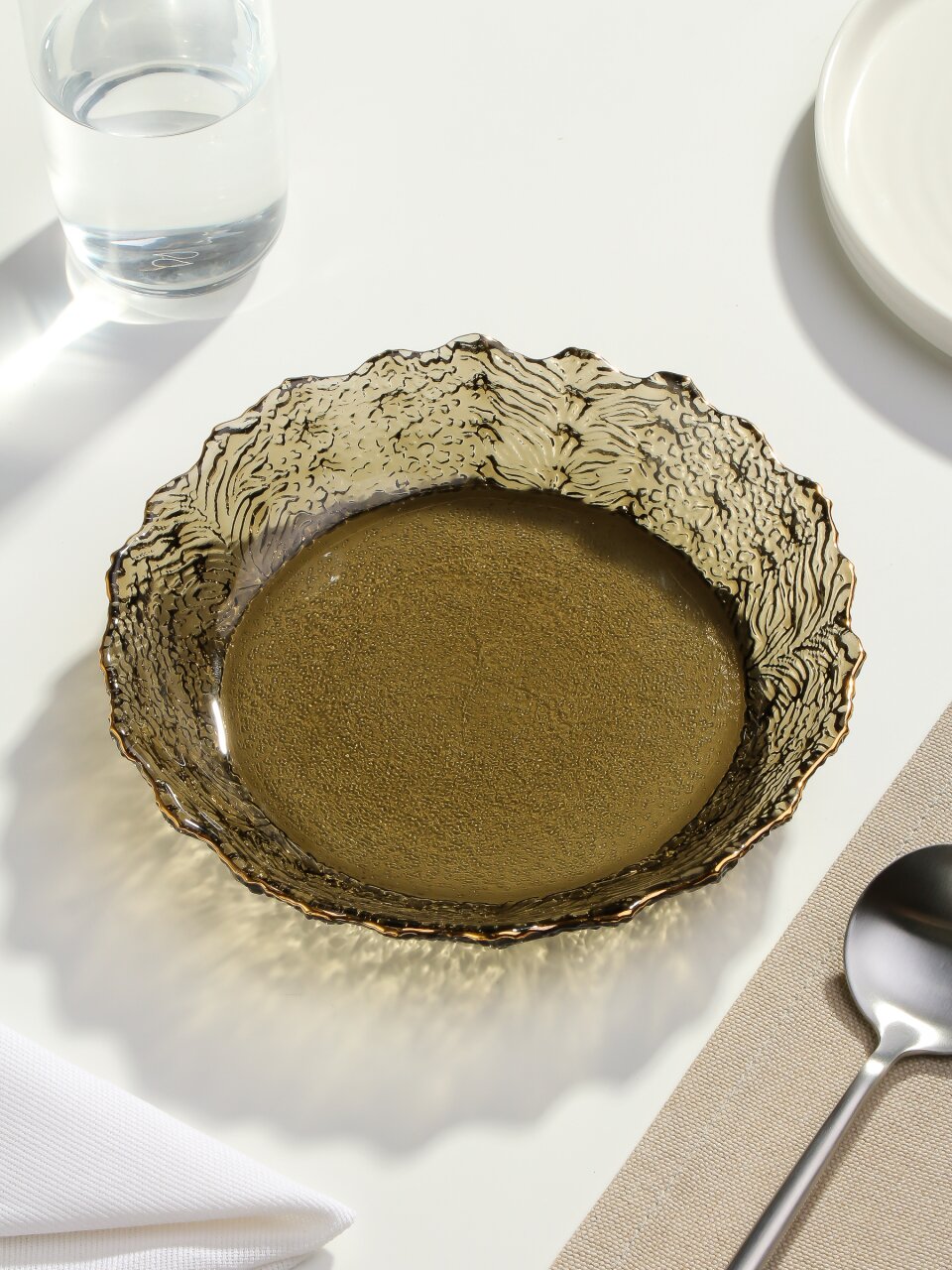 Тарелка стекло, 20 см, отвод золотом, круглая, Графит, Y6-10085/B150014