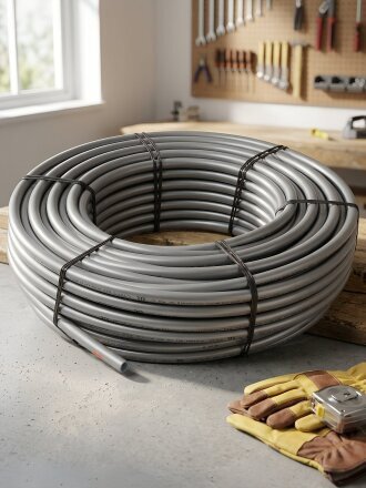 Труба для теплого пола диаметр 16х2.2 мм, серая, 100 м, PE-Xa EVOH, РосТурПласт