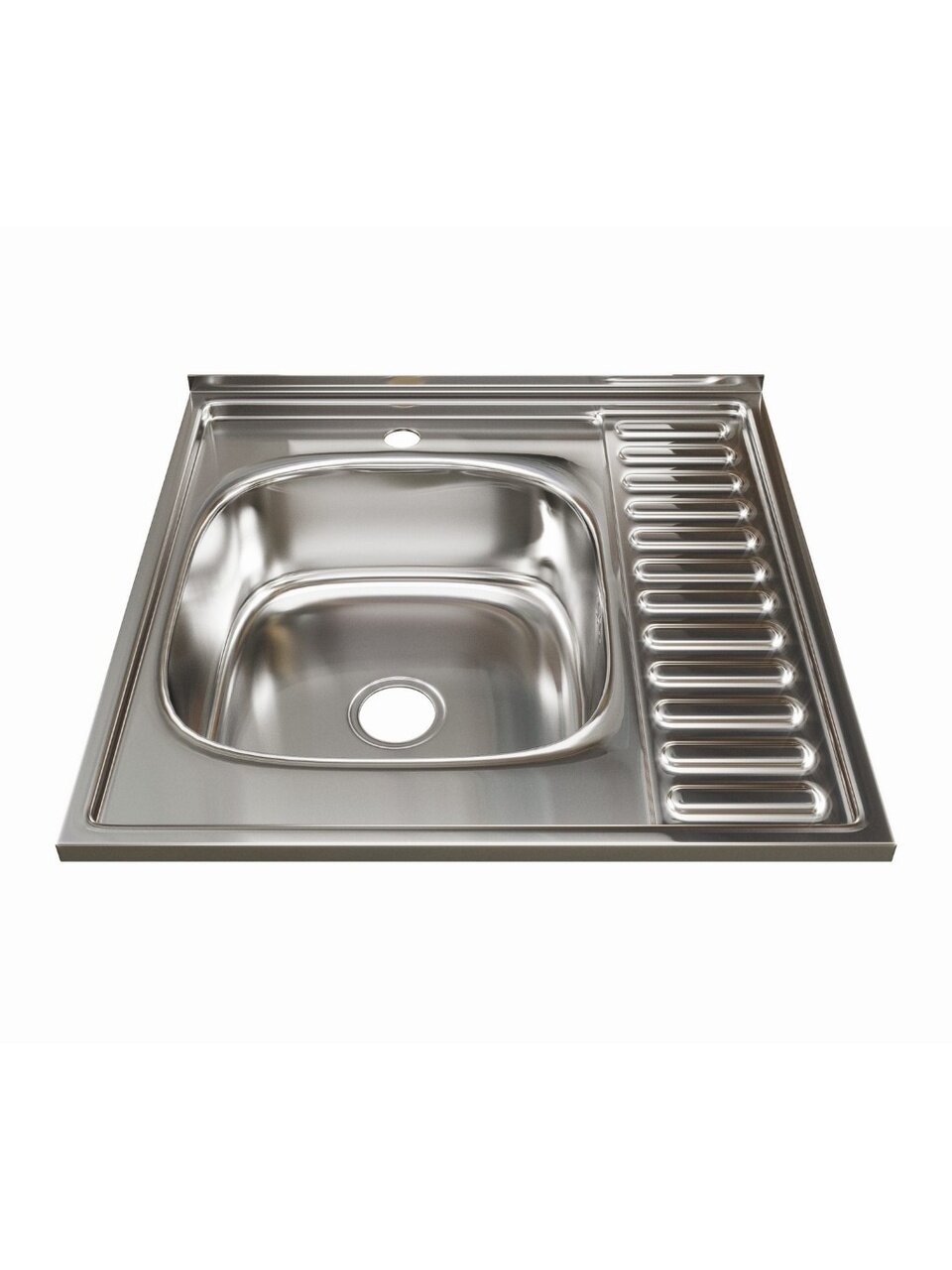 Мойка кухонная накладная, Mixline, нержавеющая сталь, 600х600 мм, левая, 0.8 мм, с сифоном