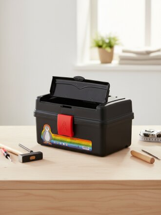 Ящик для инструментов, 25х16х15 см, полипропилен, Bartex, Т-25, пластиковый замок, мини, черный, 610447