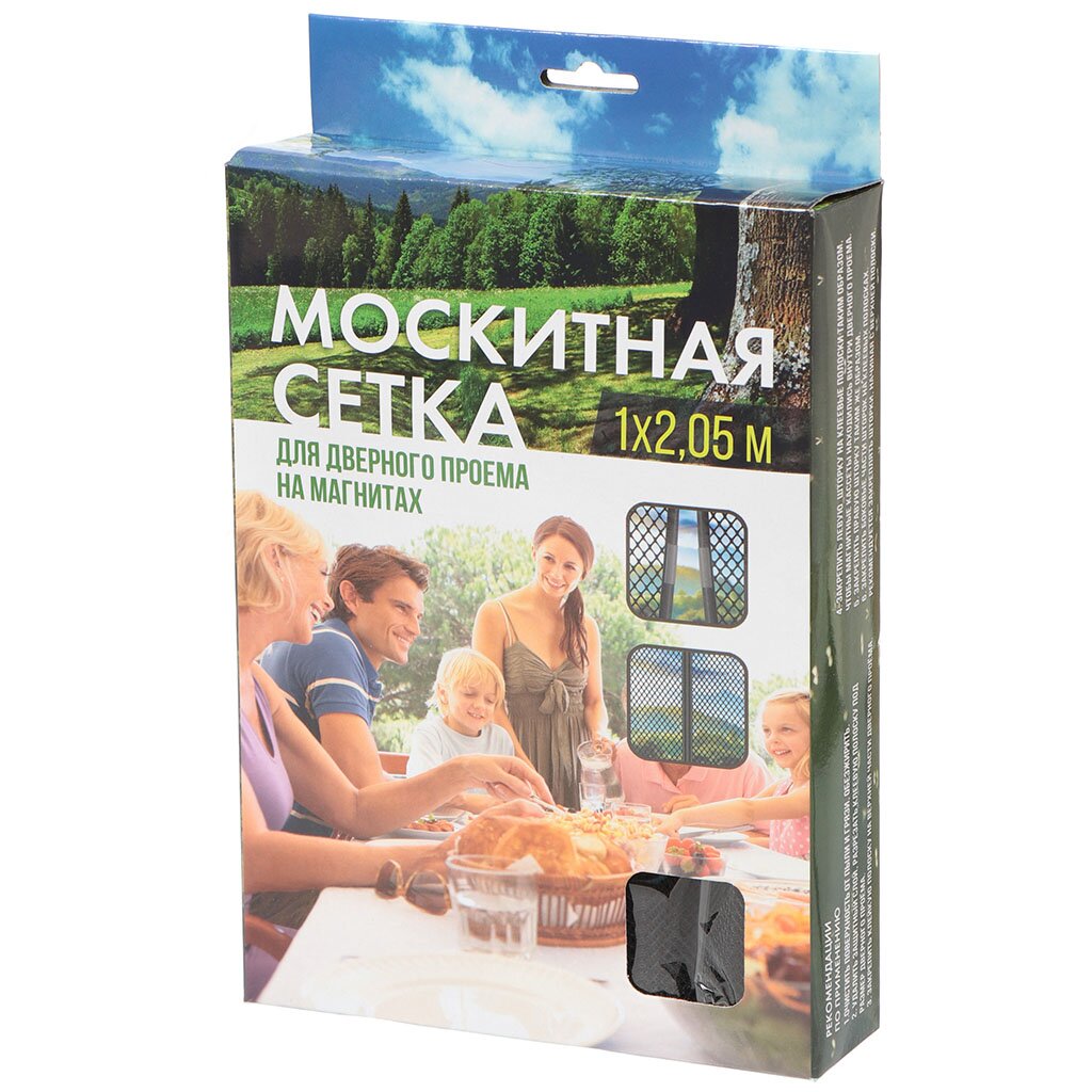 Сетка москитная для двери, 1х2.05 м, на магнитах, липучка, черная, YTMN001,  коробка в Москве: цены, фото, отзывы - купить в интернет-магазине Порядок.ру