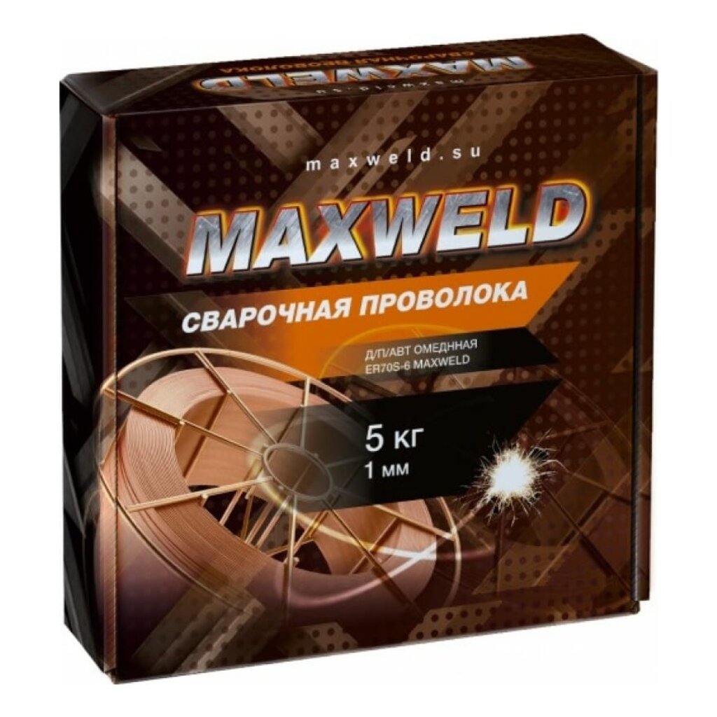 Проволока сварочная Maxweld, СВ08Г2С, диаметр 1 мм, 5 кг, омедненная, SP15 проволока сварочная омеднённая foxweld er 70s 6 св08г2с д 0 8мм 1кг d100 4678