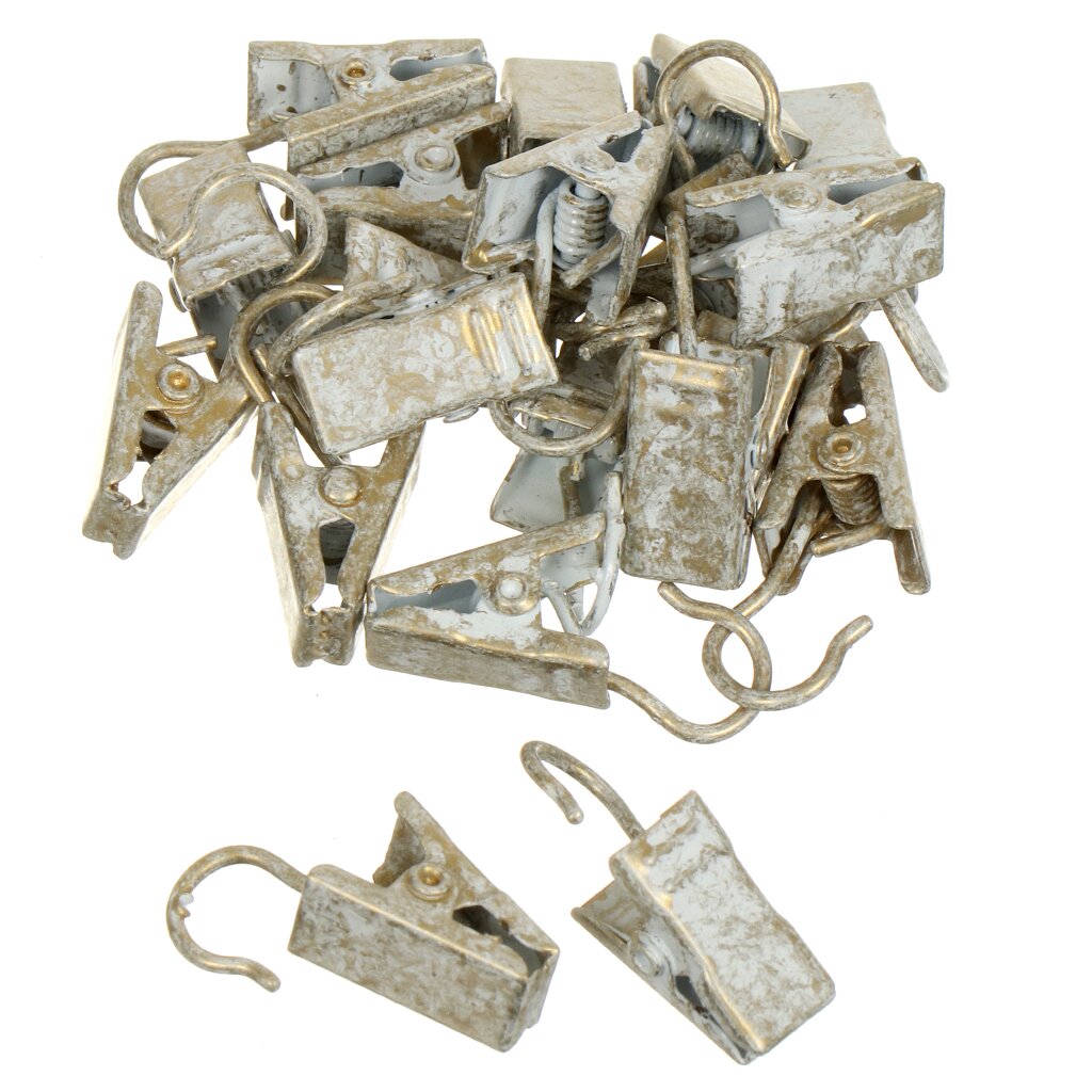 Комплект зажимов для металлических колец, 20 шт, белое золото, СЗФ-9033