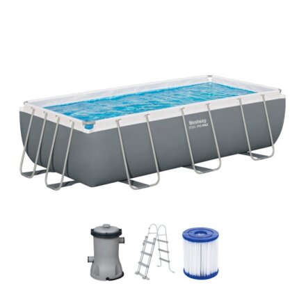 Бассейн каркасный Bestway, 404х201х100 см, Power Steel Rectangular, 56441, фильтр-насос, лестница, 6478 л