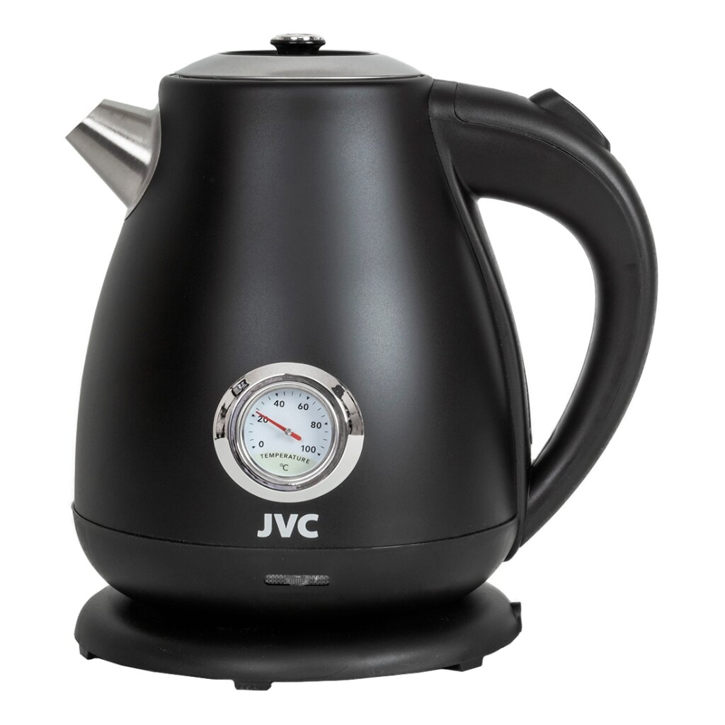 Чайник электрический JVC, JK-KE1717, черный, 1.7 л, 2200 Вт, скрытый нагревательный элемент, нержавеющая сталь чайник заварочный стеклянный с бамбуковой крышкой bellatenero эко 400 мл 13 5×10×10 5 см