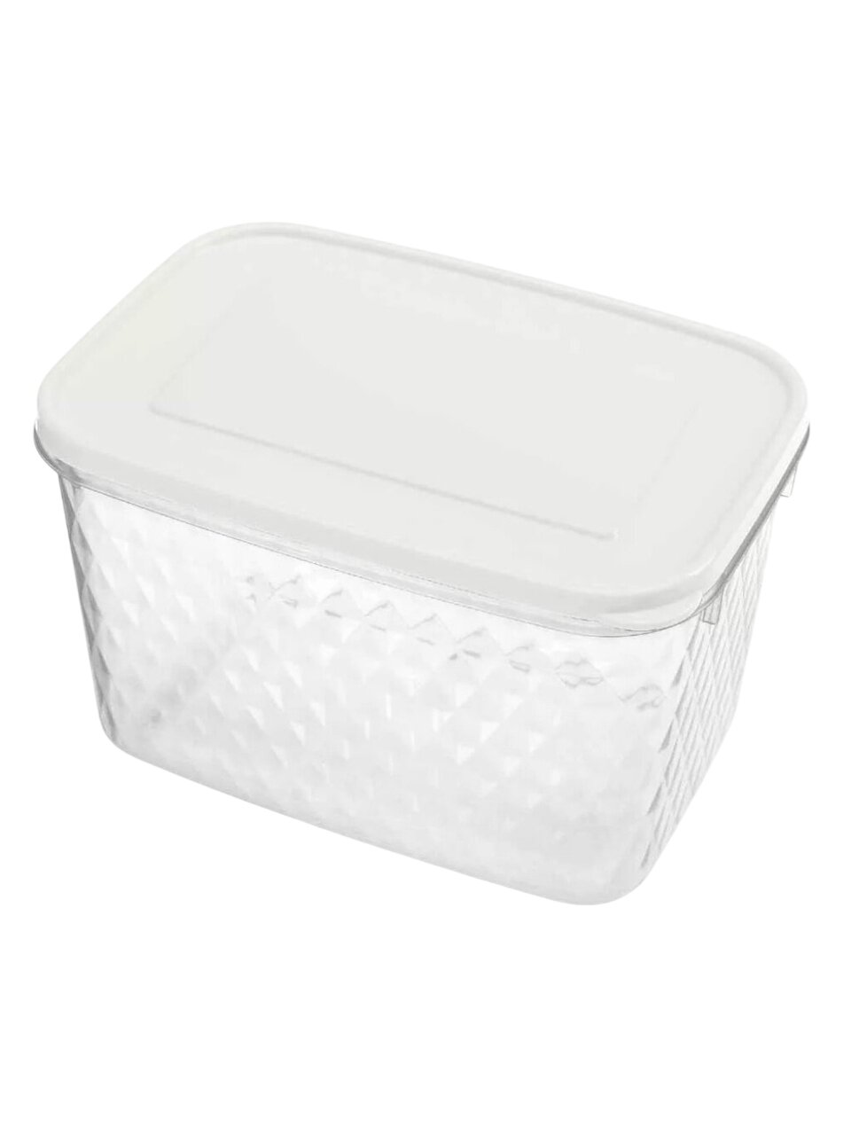 Контейнер пищевой пластик, 1.7 л, 18х12.5х11 см, белый, прямоугольный, Бытпласт, Кристалл, 433142016