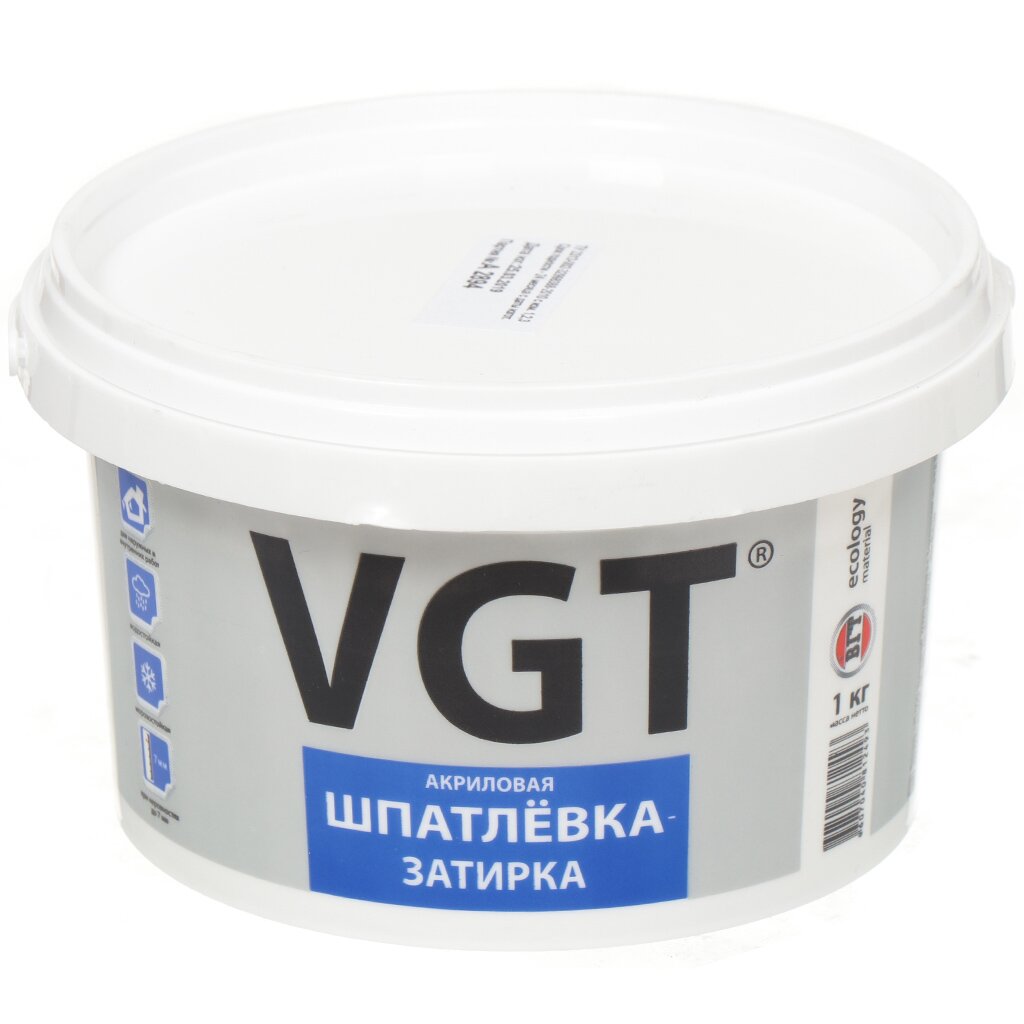 Шпатлевка VGT, акриловая, 1 кг шпатлевка formula q8 акриловая 3 кг