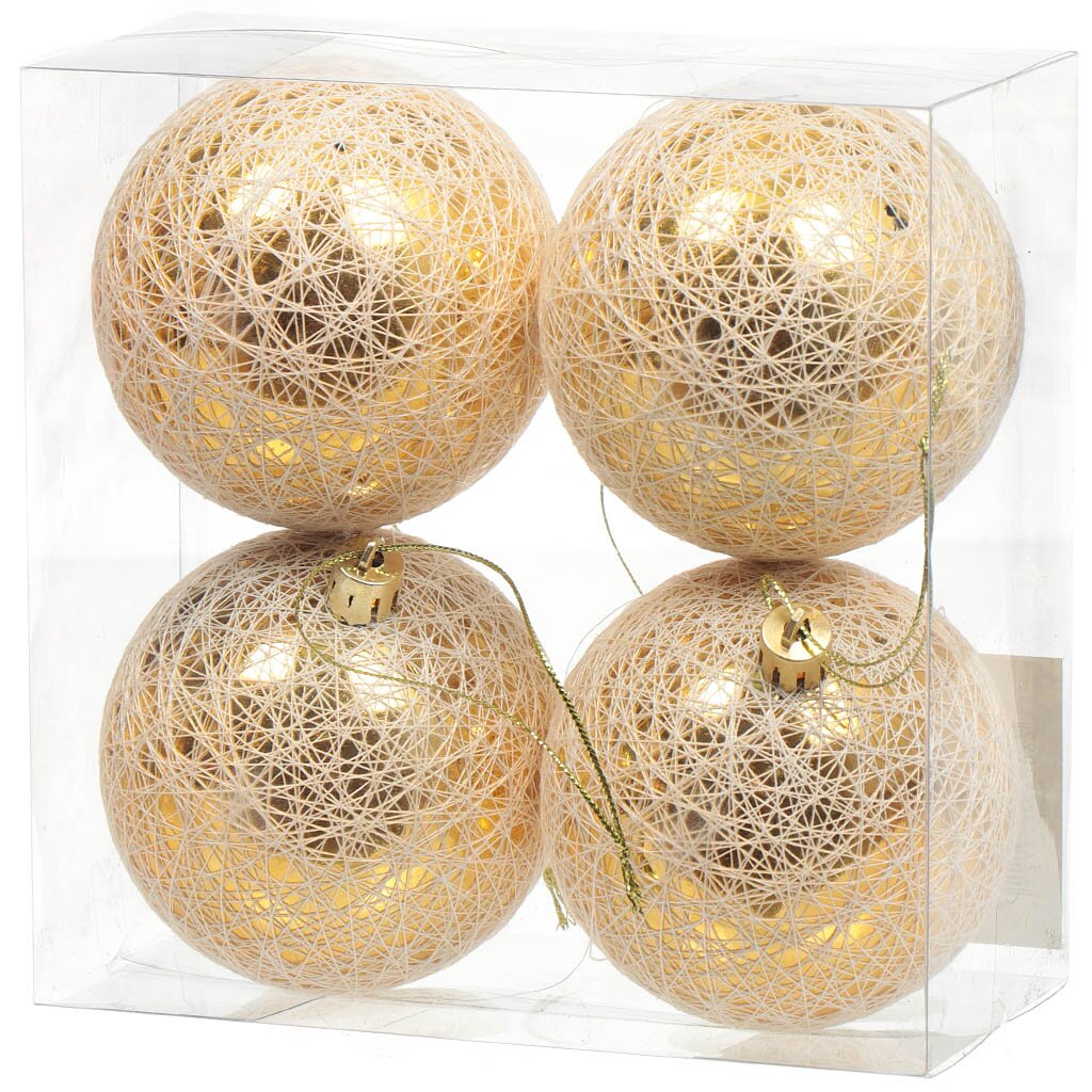 Елочный шар 4 шт, золото, 8 см, пластик, SYQB-0119138G