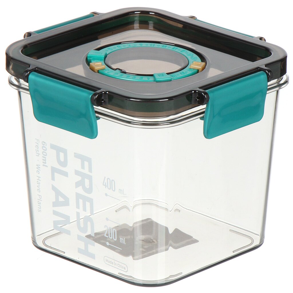 Контейнер пищевой пластик, 0.6 л, 11.8х11.8х9.5 см, квадрат, PET0549 контейнер пищевой с приборами curver to go 00949 y32 00 0 9л зеленый