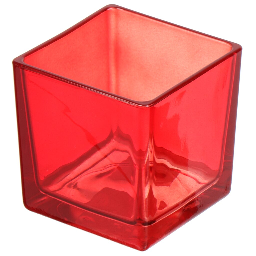 Подсвечник декоративный 1 свеча, 8х8х8 см, красный, Соломаха-2 Бернарди-2, кубик, 2709702842