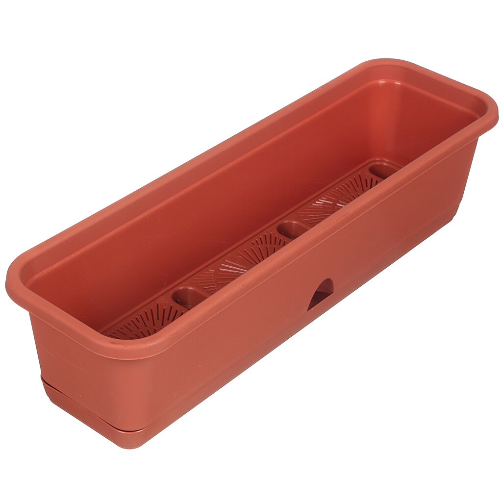 Балконный ящик пластик, 16 л, 60х15х18.5 см, терракотовый, Idea, М 3221 форма для льда палочки пластик с крышкой и клапаном idea м 1253