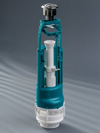 Клапан для бачка унитаза пластик, двухрежимный, кнопочный, хром, сливной, Инкоэр, СБ2м-АА