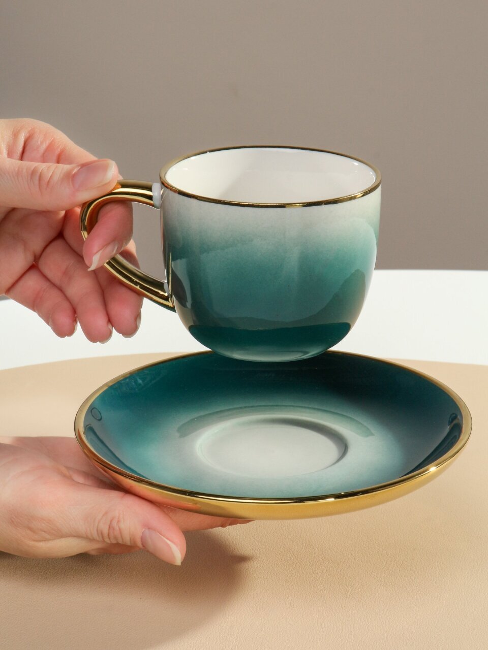 Чайная пара керамика, 2 предмета, на 1 персону, 220 мл, Y6-10274/2, подарочная упаковка