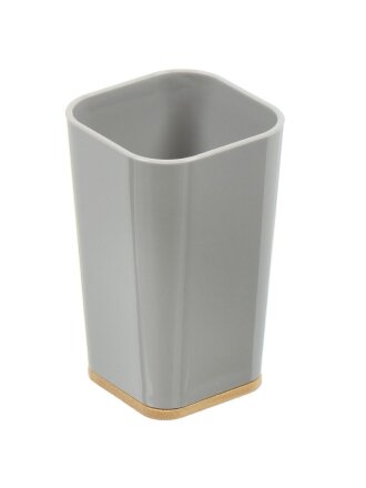 Стакан для зубных щеток, 7.3х7.3х11.2 см, пластик, серый, Бамбук, PS0282GA-TB