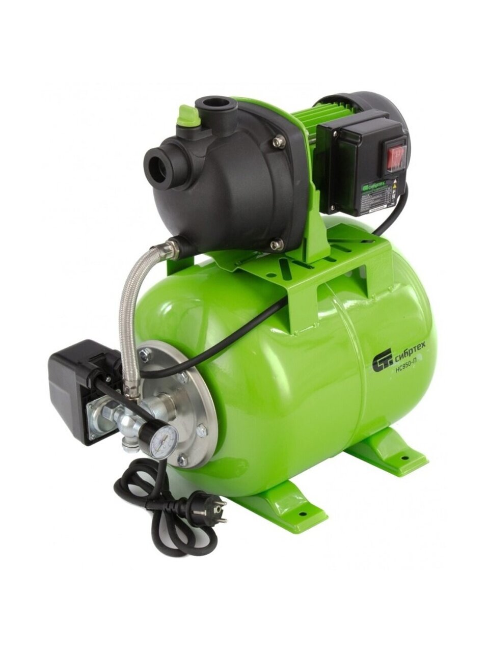 Насосная станция Сибртех, 850 Вт, диаметр 1 мм, глубина погружения 8 м, максимальный напор 42 м, 3.5 м³/ч, НС850-П