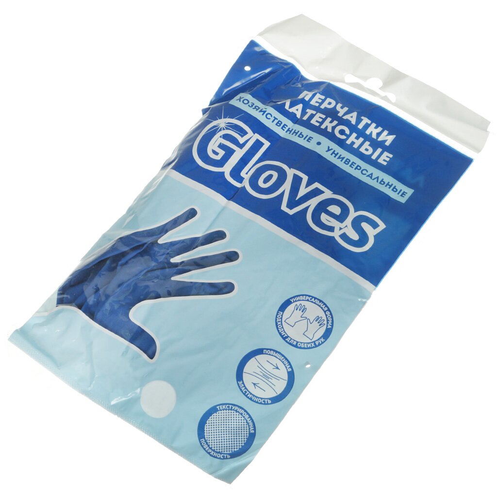 Перчатки хозяйственные латекс, M, синие, Gloves, HB002G