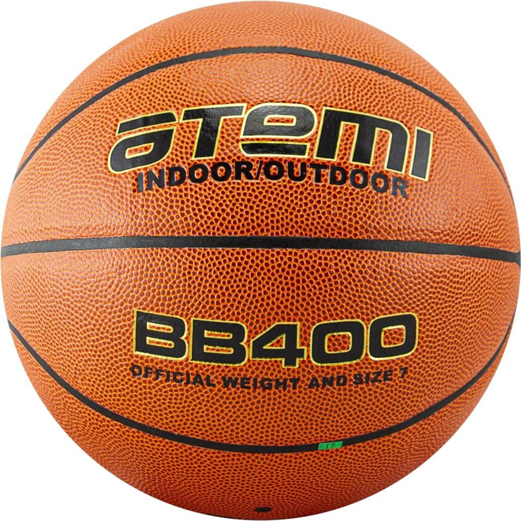 Мяч баскетбольный Atemi, р. 7, синт. кожа ПУ, 8 панелей, BB400, окруж 75-78, клееный, 00000101408