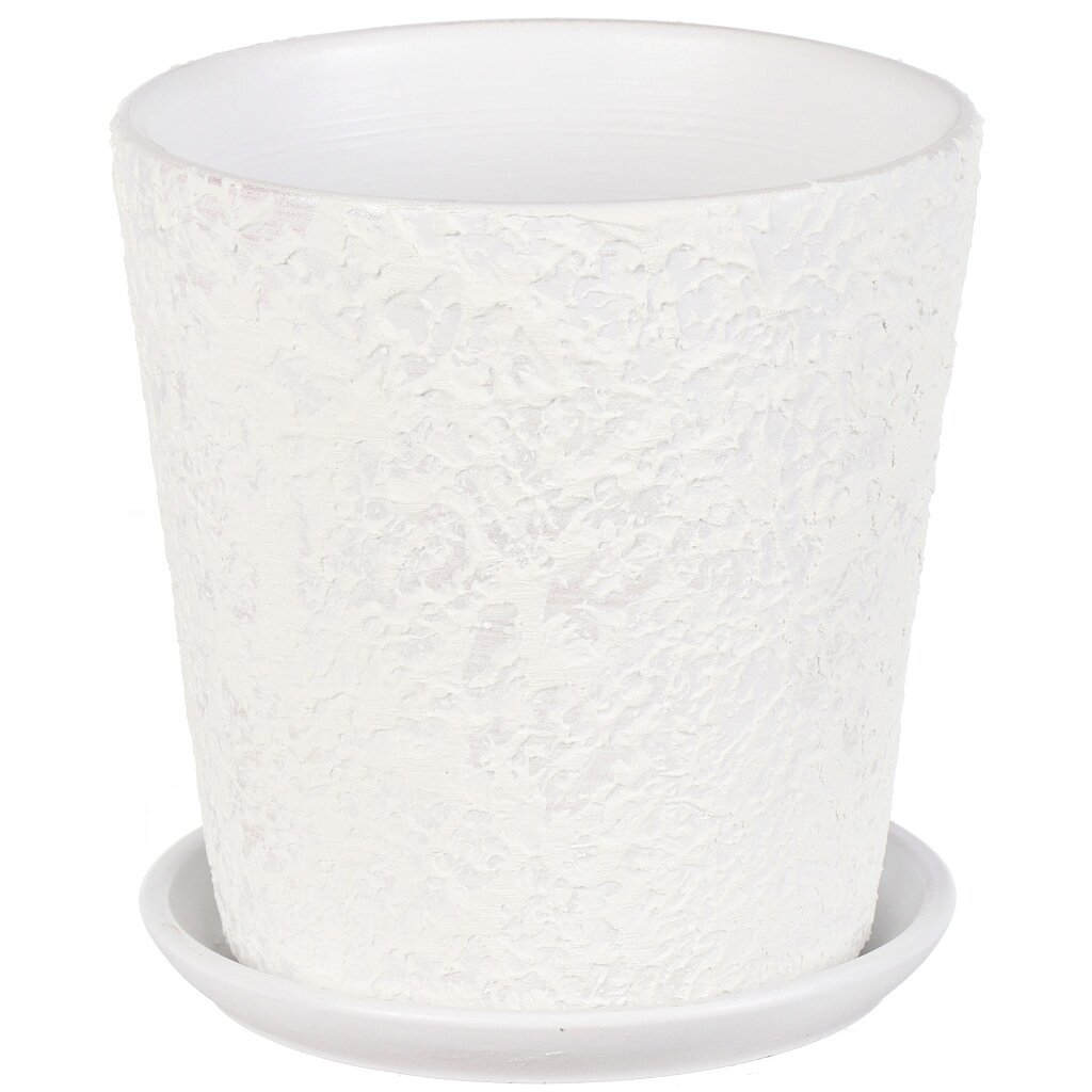 Кашпо керамика, 1.5 л, 15х15.5 см, белое, Лава №3, 010273 кашпо керамика 0 4 л 10х9 см конус белый 633635