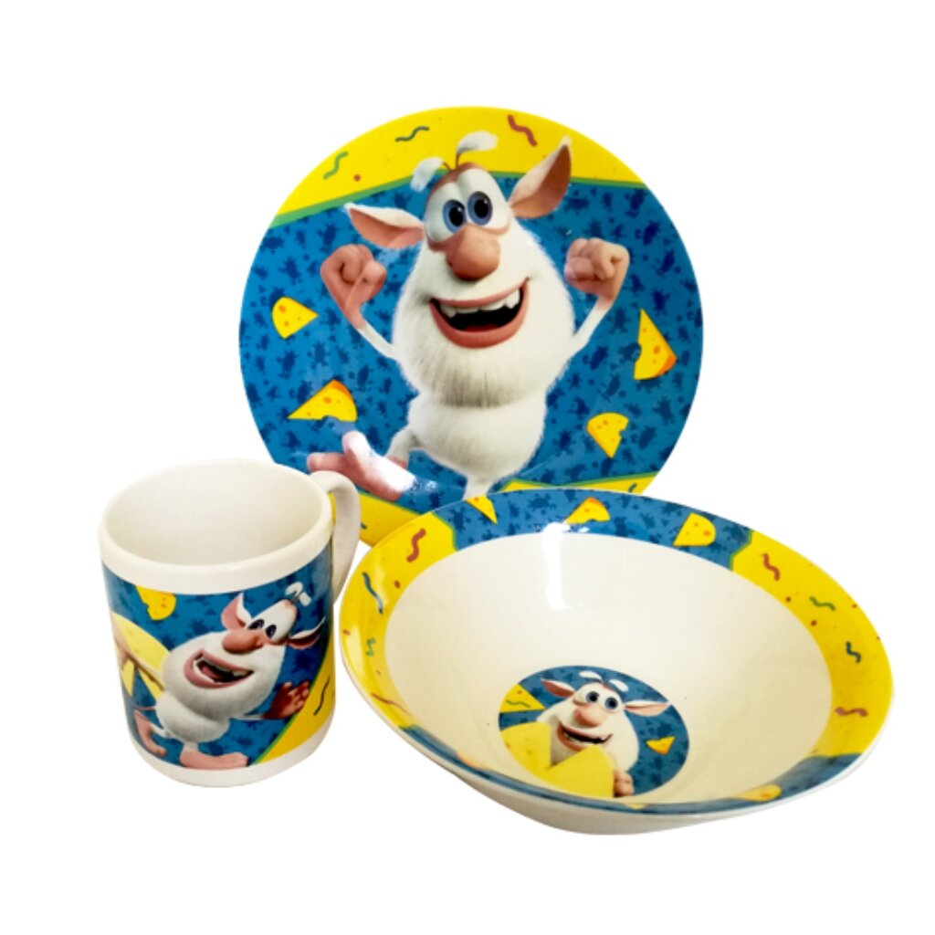 Набор детской посуды керамика, 3 шт, Буба, кружка 240 мл, салатник 18 см, тарелка 19 см, подар упак, BBS3-1 морпех подмога придет