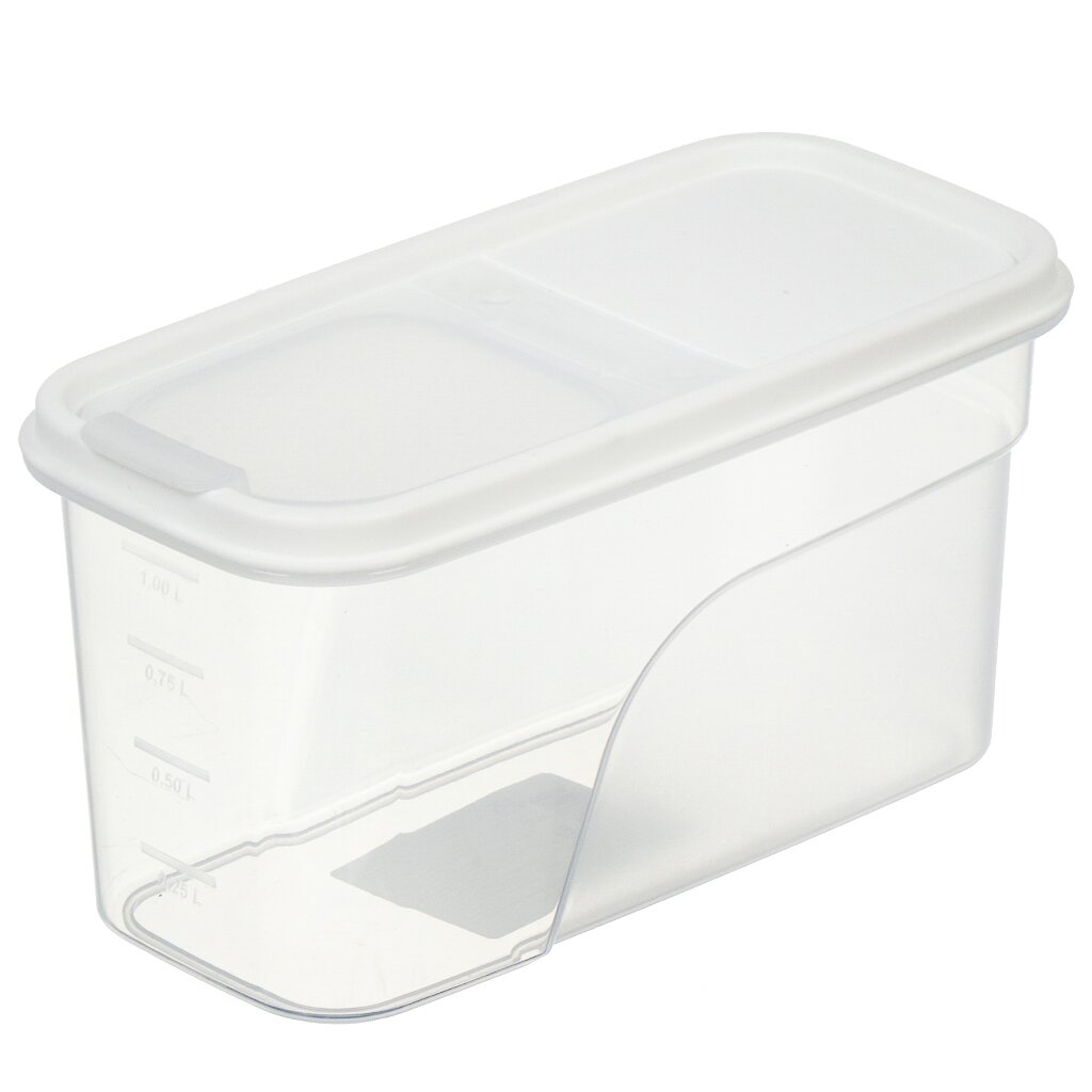 Контейнер пластик, 1.2 л, белый, прямоугольный, для сыпучих продуктов, с крышкой, Violet, 461206 контейнер для детской пустышки белый