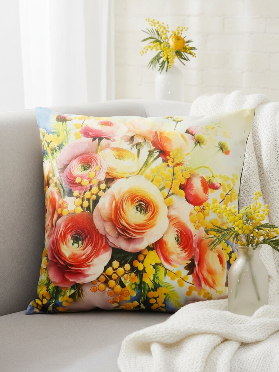 Подушка декоративная 40х40 см, Мимоза, 100%пэ