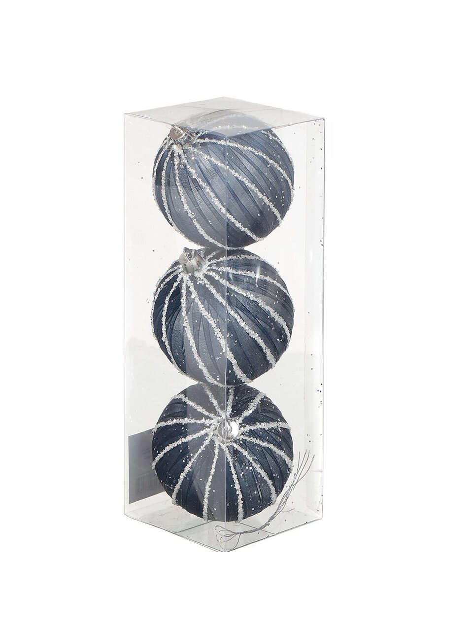Елочный шар 3 шт, темно-синий, 8 см, пластик, SYKCQA-012049