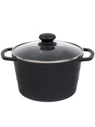 Кастрюля алюминий, антипригарное покрытие, 3 л, крышка стекло, Нева Металл Посуда, Гранит, L186630i, индукция