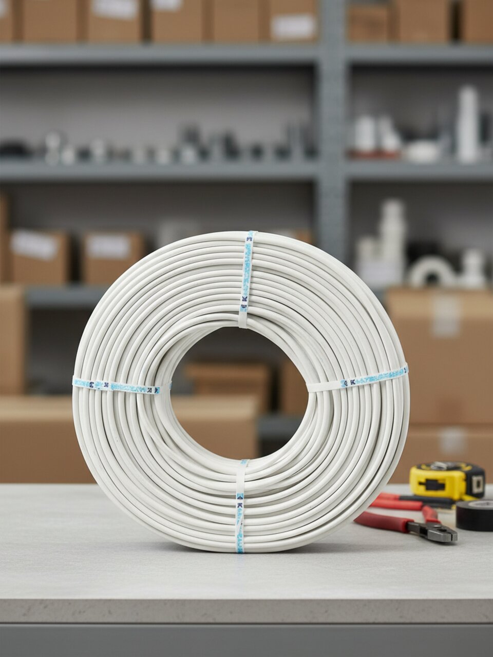 Провод ПУГНП, 2х4 мм², 100 м, медь, ПуГВВ/ПБППГ/ПУГНП/ПБГВВ, ГОСТ, белый, ККЗ