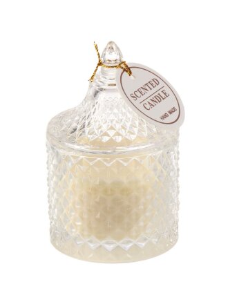 Свеча ароматическая, 10х6 см, в банке, прозрачный/белая, воск, аромат в ассортименте, А030148