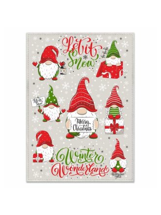 Полотенце кухонное 39х60 см, 50% лен, 50% хлопок, Гномы, шелкография, Россия, ПЛ-6045-39