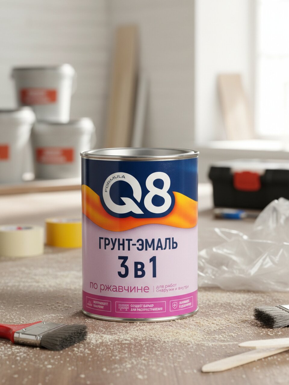 Грунт-эмаль Formula Q8, по ржавчине, алкидная, красная, 0.9 кг