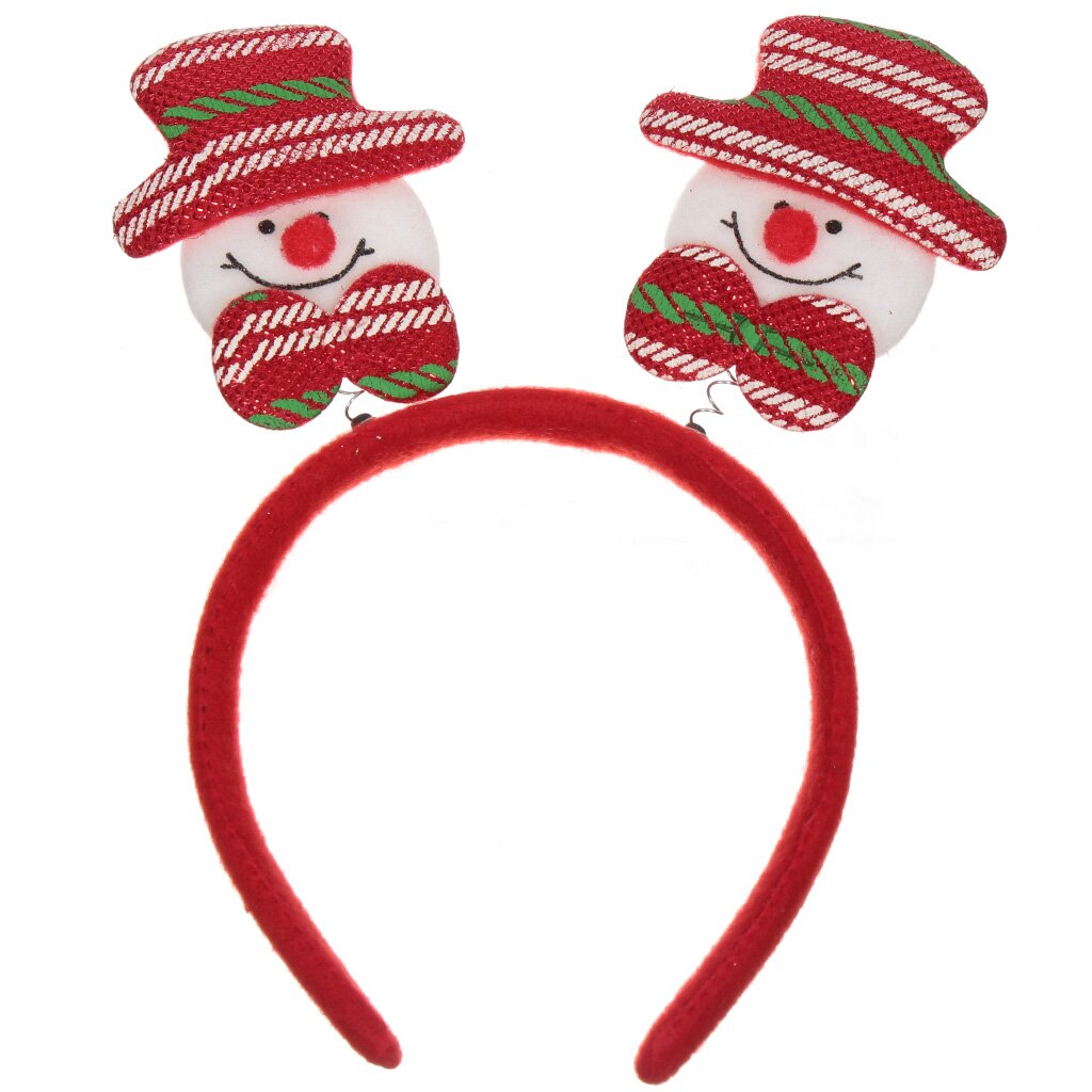 Карнавальный ободок Снеговик в красно-зеленой шляпе 76207, 22х24 см