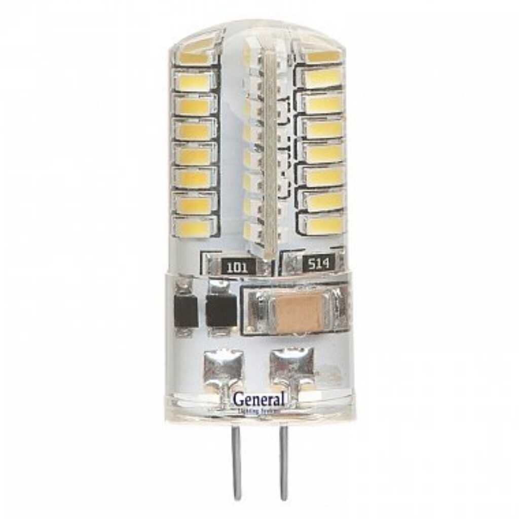 Лампа светодиодная G4, 3 Вт, 12 В, капсула, 4500 К, свет нейтральный белый, General Lighting Systems, GLDEN-S неон general lighting systems