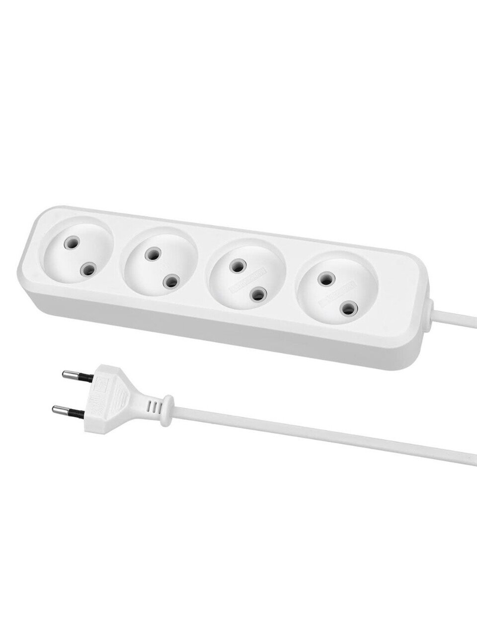 Удлинитель 4 гнезда, 5 м, без заземления, 10 А, 2300 Вт, белый, TDM Electric, Народный, SQ1303-1317