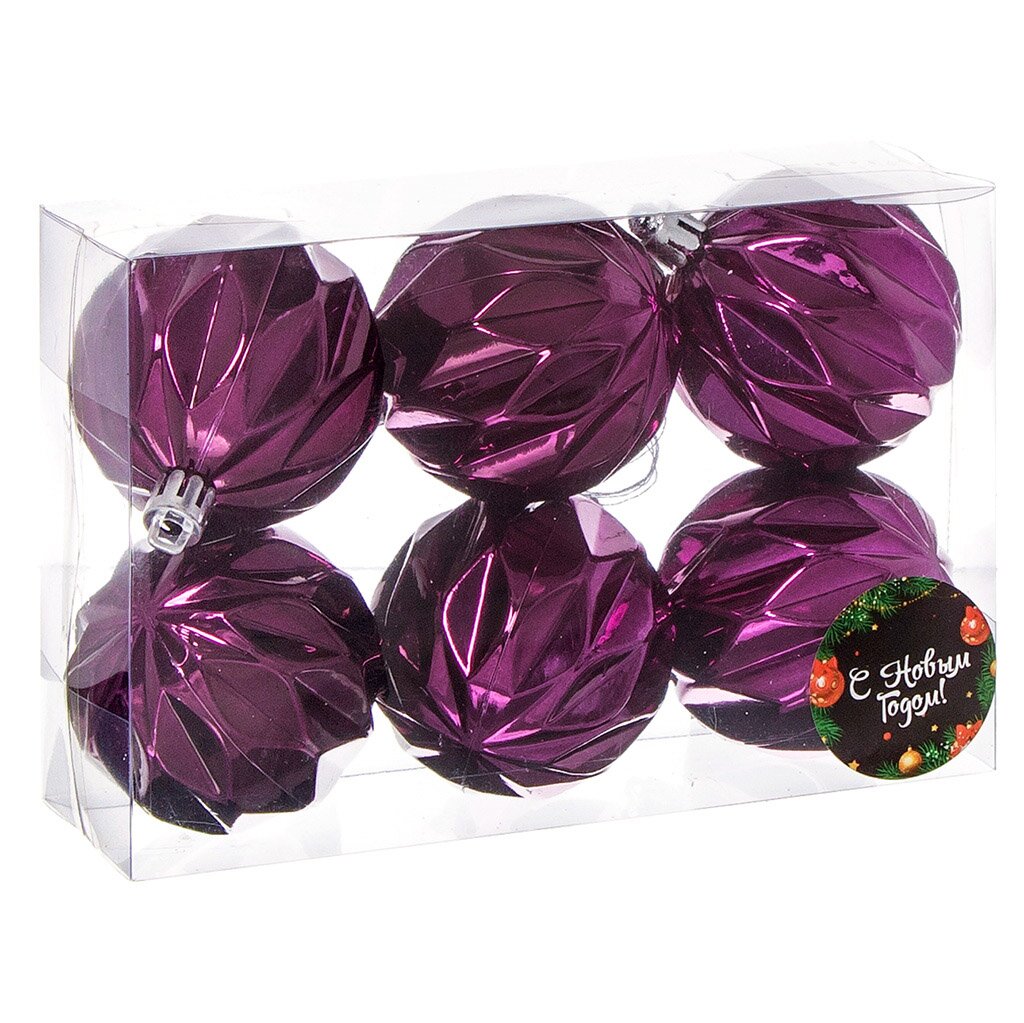 Елочный шар 6 шт, темно-пурпурный, 6 см, пластик, 76056DP