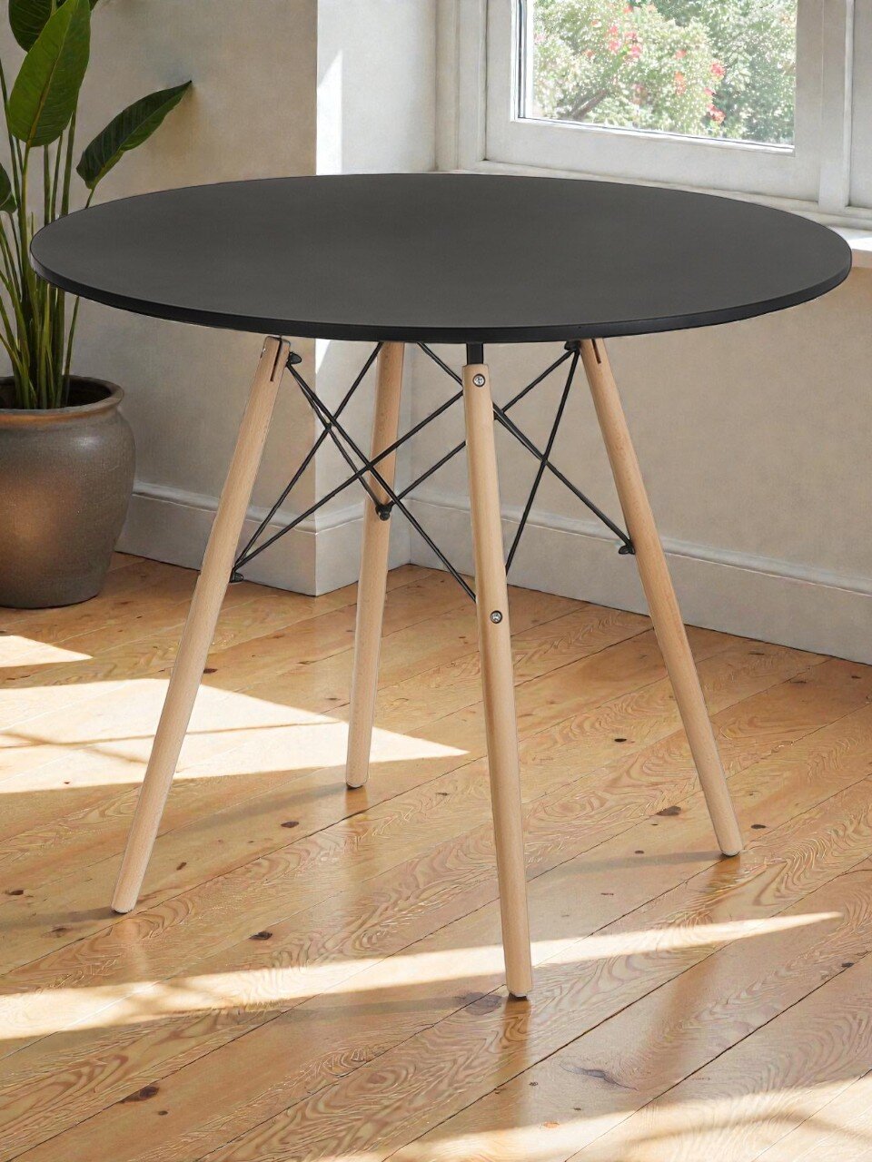 Стол обеденный 73х90 см, МДФ, черный, Фэшн, YTST-001d90-blk