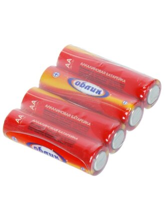 Батарейка Облик, АА (LR6, 15A), щелочная, 1.5 В, спайка, 4 шт, 2919