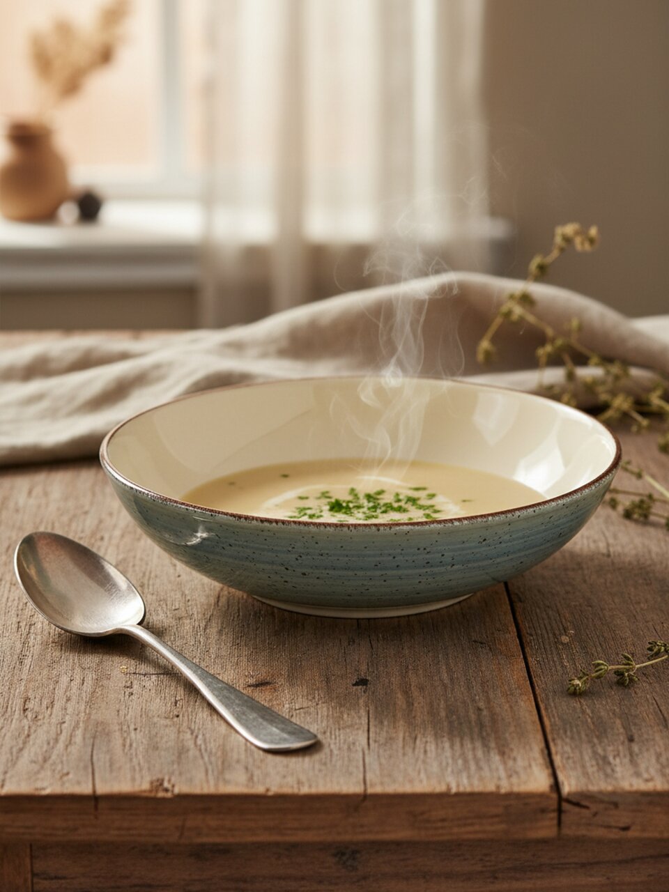 Тарелка суповая, керамика, 20 см, Mood, Domenik, DMD273, дымчато-голубая