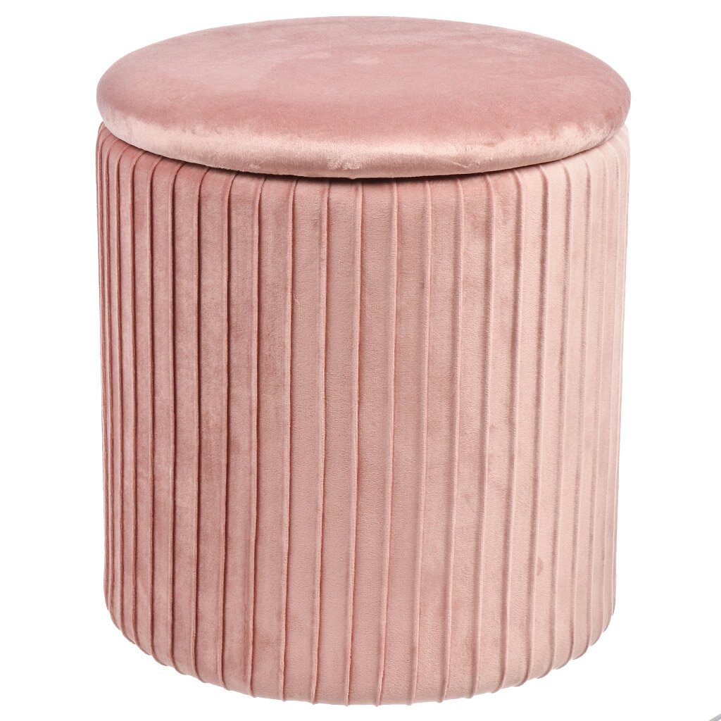 Пуф 35х32х32 см, МДФ, ткань, велюр, до 110 кг, круглый, раскладывающийся, розовый, Люкс, L030006 стул мамадома рафаэль antracite lux b28 ткань велюр lux 101758