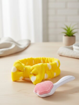 Набор для ухода за лицом, полимер, полиэстер, массажер и повязка для умывания, в ассортименте, Y4-11514