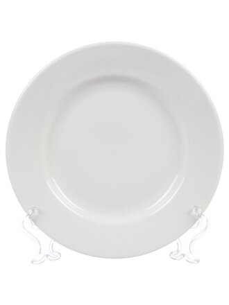 Тарелка обеденная, фарфор, 20 см, круглая, Гладкий край Белая, Дулевский фарфор, 024702