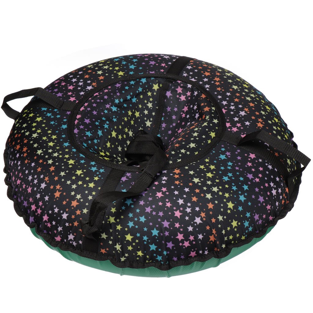 Ватрушка Дизайн Разноцветные звезды ПУ-диз-08-987 с буксировочным ремнем и ручками, 70 кг, 80 см