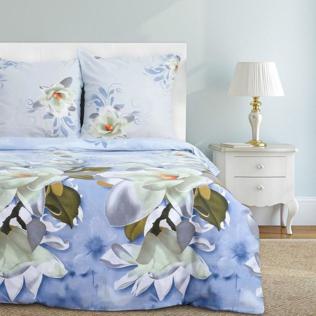 Постельное бельё &amp;quot;Этель&amp;quot; евро Кувшинки 200х217 см, 70*70 см, 100% хлопок, бязь, 3289255