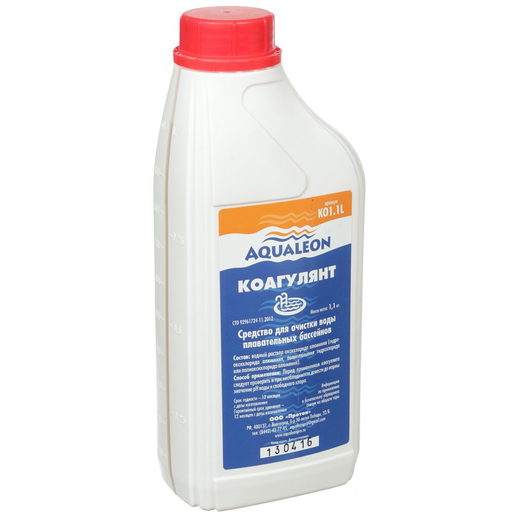 Коагулянт для осветления воды Aqualeon, KO1.1L, жидкое средство, 1.1 л
