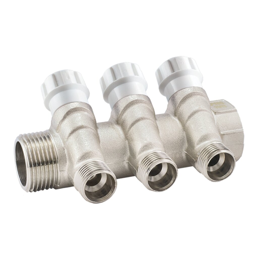 Коллектор для воды, 3/4"х1/2", г-ш, 4 выхода, вентиль, ProFactor
