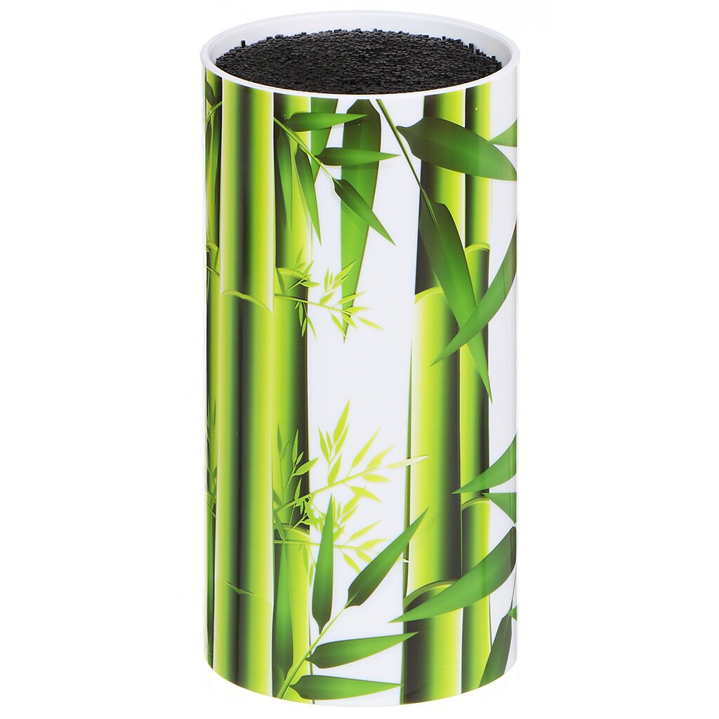 Подставка для ножей, пластик, цилиндрическая, 11х11х22 см, Бамбук, Y4-3321